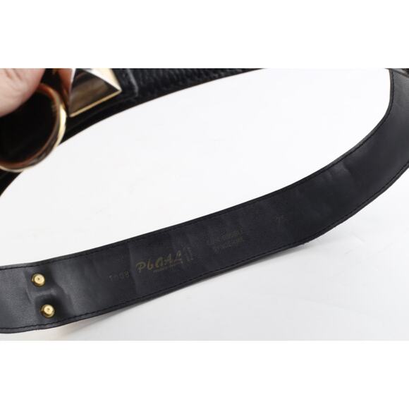 Vintage Black Studded Leather Adjustable Waist Belt Size 75 main image 13